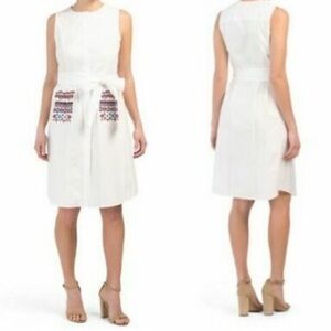 Tahari Arthur Levine White Sleeveless Dress NWT 8